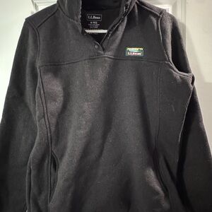 L.L. Bean Black Snap-Front Fleece Pullover
